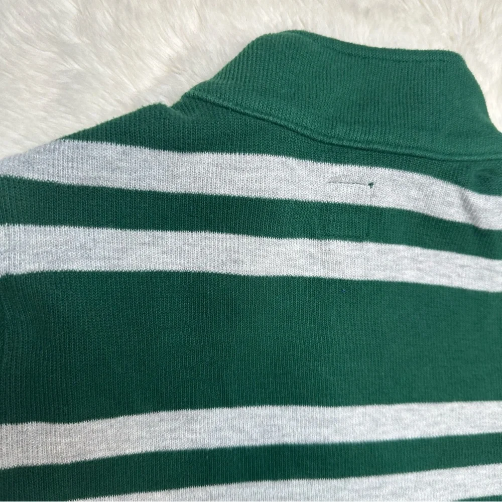 GAP Sweater Half-Zip Green & Grey Striped Size 7 - Picture 13 of 16